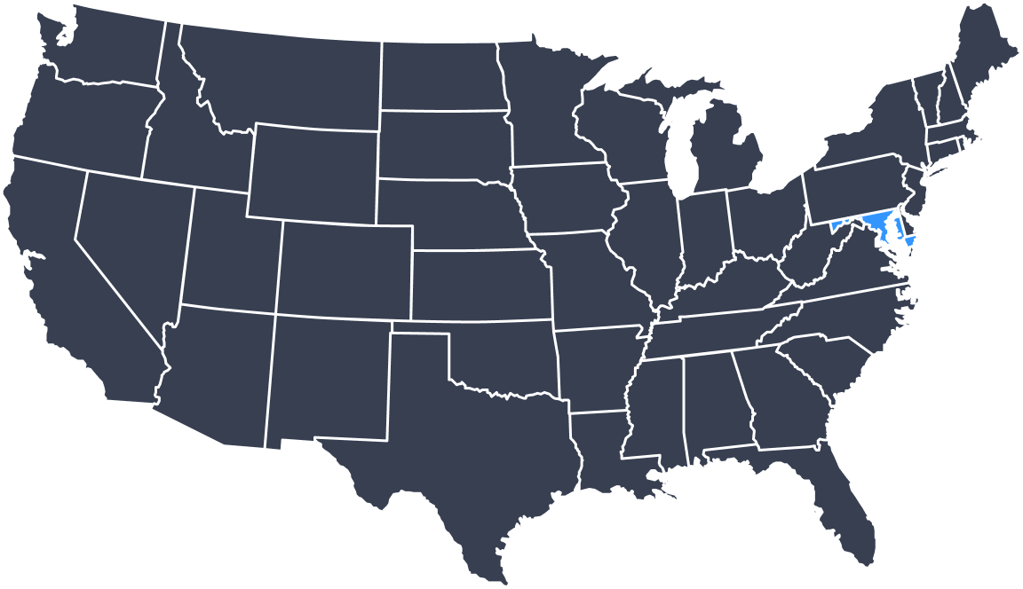 USA Map, Maryland highlighted